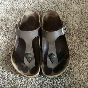Birkenstock brown thong, sandals, ladies, size 5